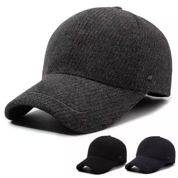 Осенне-зимняя мужская теплая хлопковая шапка для людей среднего и пожилого возраста, бархатная толстая бейсбольная кепка, ветрозащитная, морозостойкая кепка серый