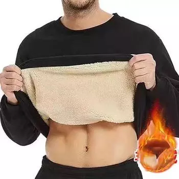 Осенне-зимняя мужская теплая короткая утолщенная рубашка с круглым вырезом и длинными рукавами больших размеров, удобное нижнее белье с длинными рукавами и подкладкой 5XL