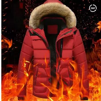 Осенне-зимняя мужская теплая куртка больших размеров с застежкой-молнией, капюшоном и меховым воротником, укороченная, утепленная, повседневная однотонная верхняя одежда 3XL