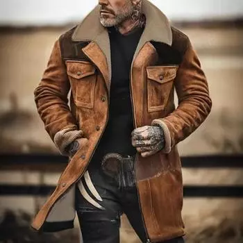 Осенне-зимняя мужская термокуртка, замшевая куртка, многокарманная куртка на молнии S верблюд