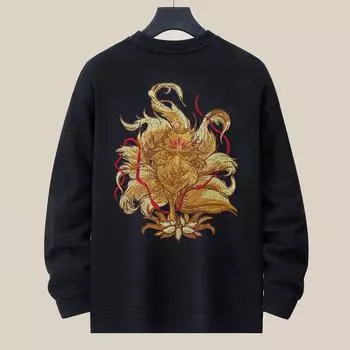 Осенне-зимняя мужская толстовка с круглым вырезом China-Chic, свободная, большого размера, модная, с длинным рукавом, женская, топ M