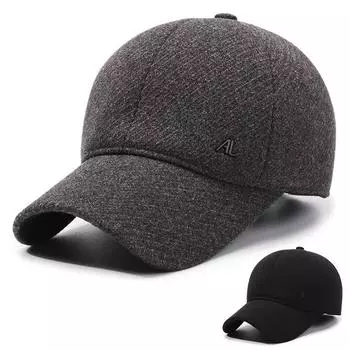 Осенне-зимняя мужская уличная кепка среднего возраста, теплая, с защитой от холода, толстая, с защитой ушей, бархатная бейсболка серый