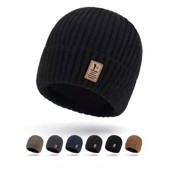 Осенне-зимняя мужская вязаная шапка, утепленная шапка, молодежная шерстяная шапка, женская шапка-пуловер для занятий спортом на открытом воздухе, шапка с рукавами темно-синий