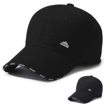 Осенне-зимняя мужская защитная бархатная бейсболка для защиты ушей среднего и пожилого возраста, ветрозащитная, морозостойкая кепка для улицы чёрный