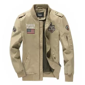 Осенне-зимняя немецкая вышитая мужская куртка ВВС из чистого хлопка, военная форма, большой размер, мужская куртка M хаки