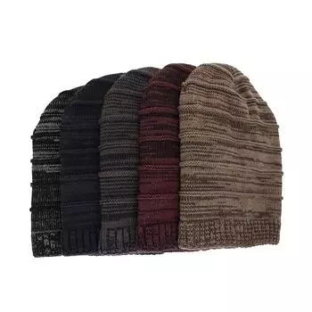 Осенне-зимняя новая бархатная двухцветная шапка-пуловер в горизонтальную полоску двойного назначения вязаная шерстяная шапка хаки