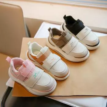 Осенне-зимняя новая детская кожаная спортивная обувь. Удобная мягкая подошва, нескользящая, кроссовки для мальчиков и девочек. 26 розовый