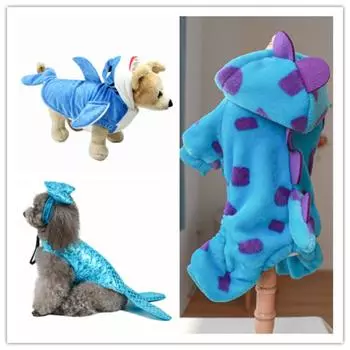 Осенне-зимняя новая флисовая теплая одежда для домашних животных, костюмы для собак и кошек, цветочная одежда-трансформер с четвероногим динозавром XS 1-1.5kg