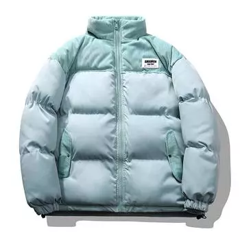 Осенне-зимняя новая хлопковая одежда мужская контрастная цветная стойка воротник свободная хлопковая куртка с подкладкой S