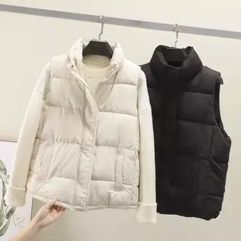 Осенне-зимняя новая короткая свободная и универсальная утолщенная жилетка из хлопка-пуховика M
