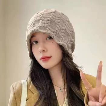 Осенне-зимняя новая крученая вязаная шапка детская модная однотонная универсальная крученая плетеная однослойная шерстяная шапка-мешок M56-58cm