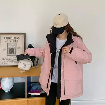 Осенне-зимняя новая куртка с пальто, свободное пальто, женское утепленное теплое пальто M чёрный