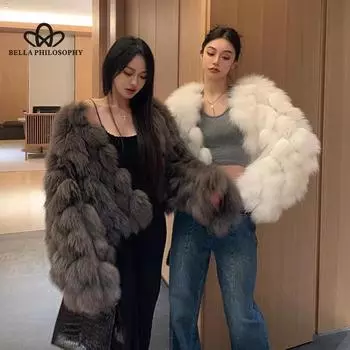Осенне-зимняя новая меховая куртка с v-образным вырезом, молодая короткая женская модная куртка с длинными рукавами, женская модная одежда one size белый