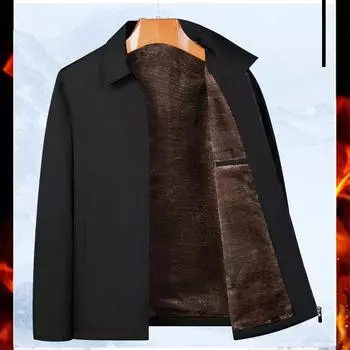 Осенне-зимняя новая мужская флисовая куртка с лацканами и хлопковой подкладкой, утолщенная, повседневная, деловая, термокуртка M