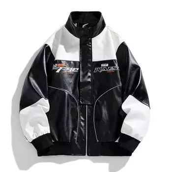 Осенне-зимняя новая мужская куртка из искусственной кожи, мотоциклетная куртка с воротником-стойкой, корейская облегающая модная мужская одежда M чёрный