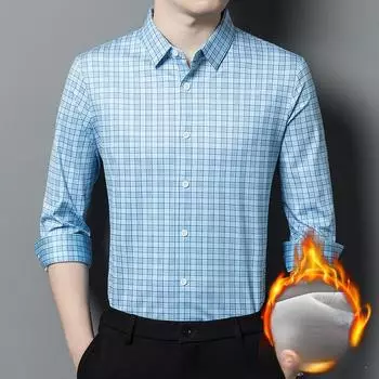 Осенне-зимняя новая мужская одежда, утепленная рубашка с длинным рукавом, для молодых и мужчин среднего возраста, утепленная рубашка M