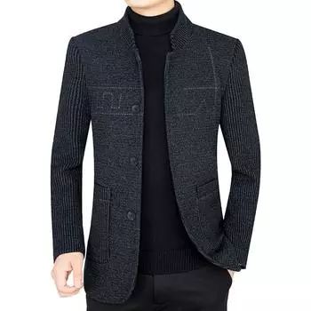 Осенне-зимняя новая мужская повседневная шерстяная куртка среднего возраста, утепленное верхнее пальто, шерстяное пальто для папы
