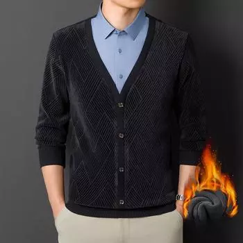 Осенне-зимняя новая мужская рубашка из двух частей с V-образным вырезом, деловая, повседневная, утолщенная, теплая, модная мужская рубашка из бархата L