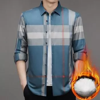 Осенне-зимняя новая мужская рубашка со съемной подкладкой, деловая базовая рубашка для молодежи и среднего возраста M
