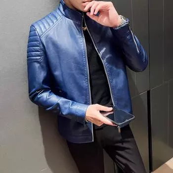 Осенне-зимняя новая мужская высококачественная куртка из искусственной кожи, облегающая повседневная молодежная красивая мотоциклетная кожаная куртка со стоячим воротником для мужчин 4XL