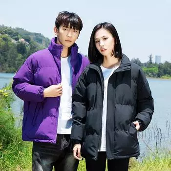 Осенне-зимняя новая одежда для пар с хлопковой подкладкой Мужская одежда с воротником-стойкой Утолщенные куртки с хлопковой подкладкой Студенческие куртки с хлопковой подкладкой M темно-серого