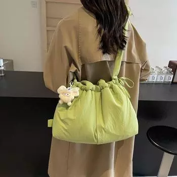 Осенне-зимняя новая персонализированная большая сумка для одежды из хлопка, женская сумка через плечо, модная и легкая повседневная универсальная сумка