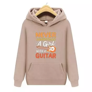 Осенне-зимняя новая персонализированная одежда с принтом гитары, толстовка для мужчин и женщин, пуловер для любителей бега, спортивная толстовка с капюшоном S чёрный
