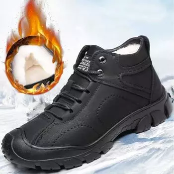 Осенне-зимняя новая плюшевая и толстая водонепроницаемая повседневная мужская обувь, спортивные ботинки на открытом воздухе 39 чёрный