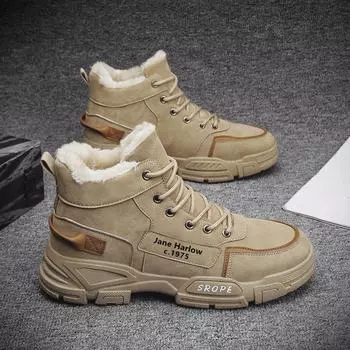 Осенне-зимняя новая плюшевая термообувь, повседневная хлопковая обувь с высоким верхом для мужчин и женщин 39 чёрный