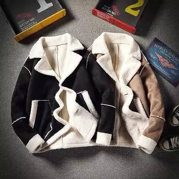 Осенне-зимняя новая повседневная плюшевая хлопковая одежда, мужское большое свободное пальто 2XL армия зеленый