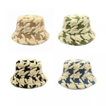 Осенне-зимняя новая рыболовная шляпа Thousand Bird Grid с эффектным лицом, маленькая шляпа-тазик, модная теплая шляпа, солнцезащитная шляпа 56-58cm чёрный