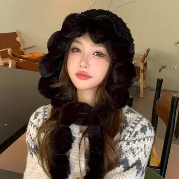 Осенне-зимняя новая шапка женская плюшевая вязаная шапка облако зимняя теплая холодная защитная шапка-ушанка утолщенная молниеносная шапка