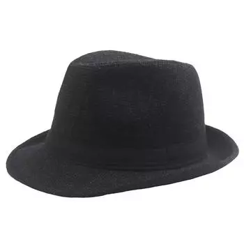 Осенне-зимняя новая шерстяная шляпа в стиле джаз, винтажная, для людей среднего и пожилого возраста, теплая и холодостойкая шерстяная шляпа с широкими полями для дедушки чёрный