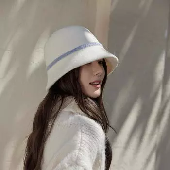 Осенне-зимняя новая шерстяная шляпа-ведро осенне-зимняя женская простая шляпа-ведро темпераментная шляпа-тазик показывает маленькое лицо универсальная шляпа Average size (53-58cm) чёрный