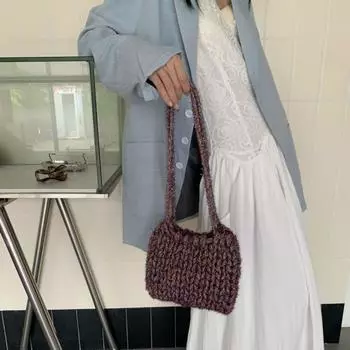 Осенне-зимняя новая шерстяная золотисто-шелковая флисовая сумка ручной работы большая вместимость дизайн повседневная мода универсальная косая пролет портативная разноцветный