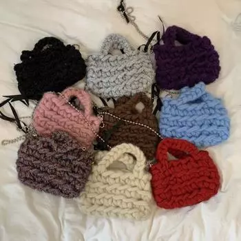 Осенне-зимняя новая супер толстая исландская шерстяная плетеная сумка, полностью ручная работа, готовая сумка-мессенджер разноцветный