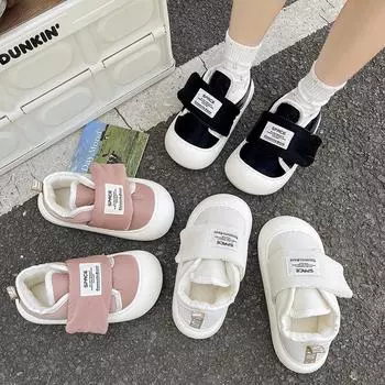 Осенне-зимняя новая толстая подошва, увеличивающая рост, на липучке с плюшевой уродливой и милой круглой головкой, универсальная теплая хлопковая обувь для женщин 35 белый