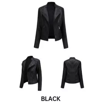 Осенне-зимняя новая женская кожаная куртка, модная повседневная куртка, тонкая кожаная куртка, мотоциклетная куртка, женская мотоциклетная одежда S кофейный