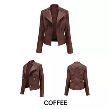 Осенне-зимняя новая женская кожаная куртка, модная повседневная куртка, тонкая кожаная куртка, мотоциклетная куртка, женская мотоциклетная одежда S красный