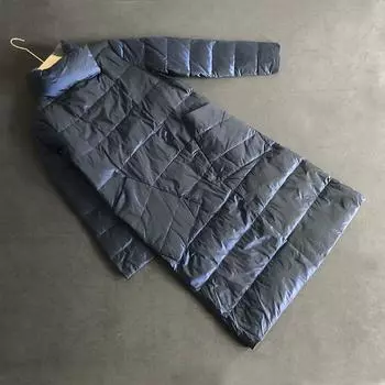 Осенне-зимняя новая женская куртка-пуховик длиной выше колена с воротником-стойкой и большим карманом большого размера S белый