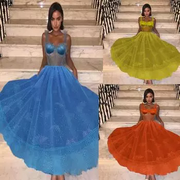 Осенне-зимняя новая женская одежда сексуальное платье без рукавов на подтяжках облегающее платье 2XL синий