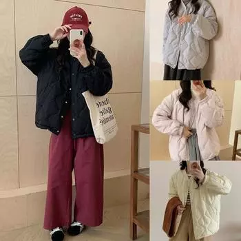 Осенне-зимняя новая женская одежда, свободная и универсальная, ленивая, утолщенная, хлопковая, женская, ромбовидная, пуховая, хлопковая, куртка S60kg or less