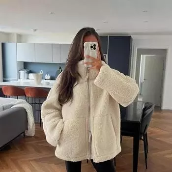 Осенне-зимняя новая женская одежда в европейском и американском стиле, модная, универсальная, элегантная, темпераментная, свободная, на молнии, плюшевая куртка S