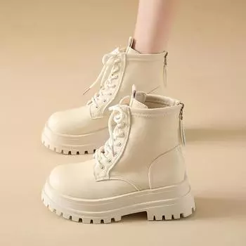 Осенне-зимняя обувь. Дикие сапоги с круглой головкой. Темперамент. Повседневная женщина. 35 чёрный