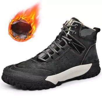 Осенне-зимняя обувь для активного отдыха из хлопка. Мужские высокие ботинки. Теплые плюшевые износостойкие подошвы. Оксфордские туфли. Походная обувь. Бесплатная доставка. 38 коричневый