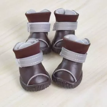 Осенне-зимняя обувь для собак, противоскользящие водонепроницаемые зимние сапоги с защитой лап, удобная обувь со светоотражающими ремешками, 4 шт. L