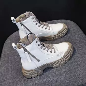 Осенне-зимняя обувь, модные ботинки на молнии для женщин, женская обувь, повседневные ботинки martin 35 серый