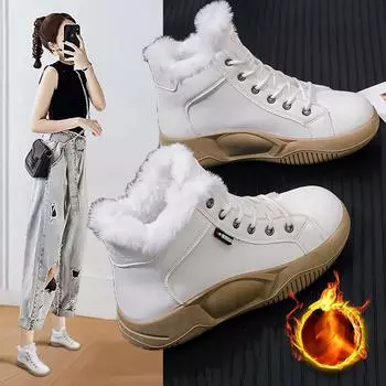 Осенне-зимняя обувь Plus Velvet All-match Student Cotton Shoes Tide с толстой подошвой для отдыха 40 матовый черный