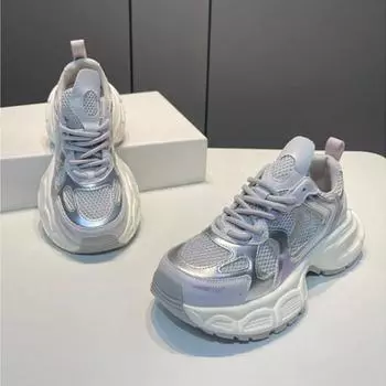 Осенне-зимняя обувь. Удобные легкие дышащие кроссовки больших размеров на толстой подошве. 35 шампанского