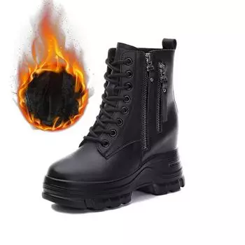 Осенне-зимняя обувь, женские ботинки на высоком каблуке, модные женские ботильоны, брендовые женские теплые ботинки, увеличивающие рост на 3 см, A4836 5.5